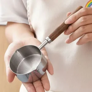 Kitchen Baking Tools Bakeware Measuring Tools  Stainless Steel Measuring Cups and Spoons with Wooden Handle