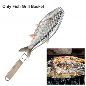 Barbecue Fish Grill Basket Stainless Steel Wired Grill Cookware BBQ