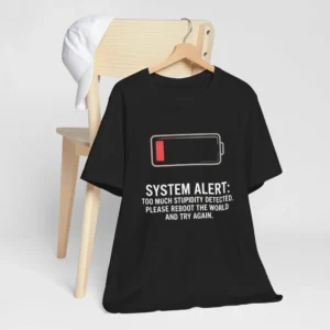 Funny 'Reboot the World' System Alert T-Shirt