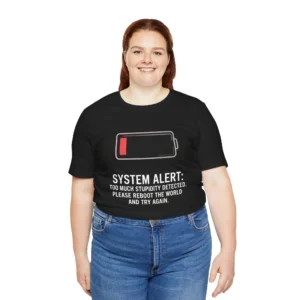 Funny 'Reboot the World' System Alert T-Shirt