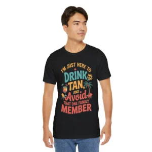 Funny Vacation 'Drink, Tan & Avoid Family' T-Shirt