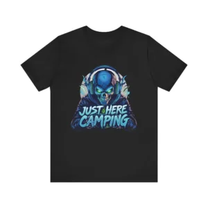 Unisex 'Just Here Camping' Skull Headphone Graphic T-Shirt